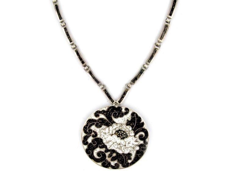 Silver & Enamel Mexican Necklace by Margot