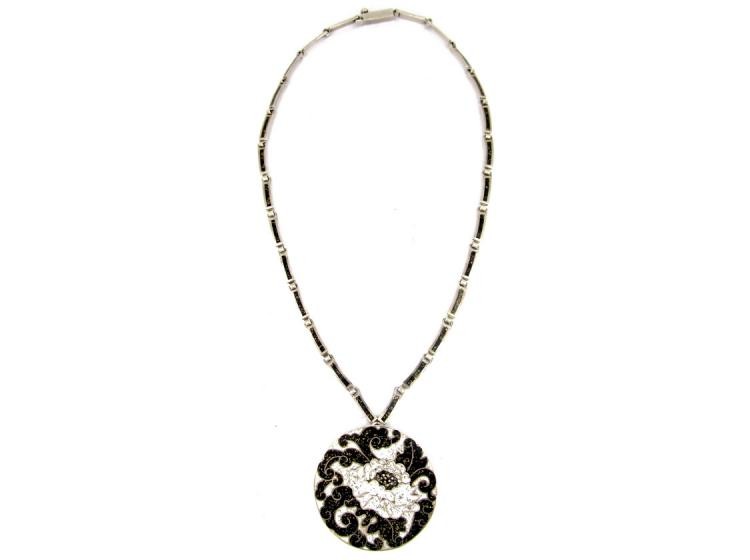 Silver & Enamel Mexican Necklace by Margot