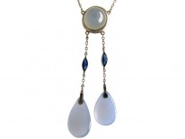 Two Drop Silver & Chalcedony Pendant on Chain