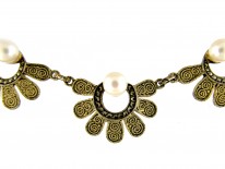Theodor Fahrner Silver Gilt & Pearl Necklace
