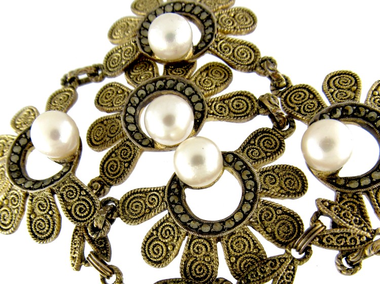 Theodor Fahrner Silver Gilt & Pearl Necklace