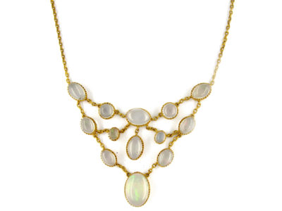 Art Nouveau Water Opal 15ct Gold Necklace
