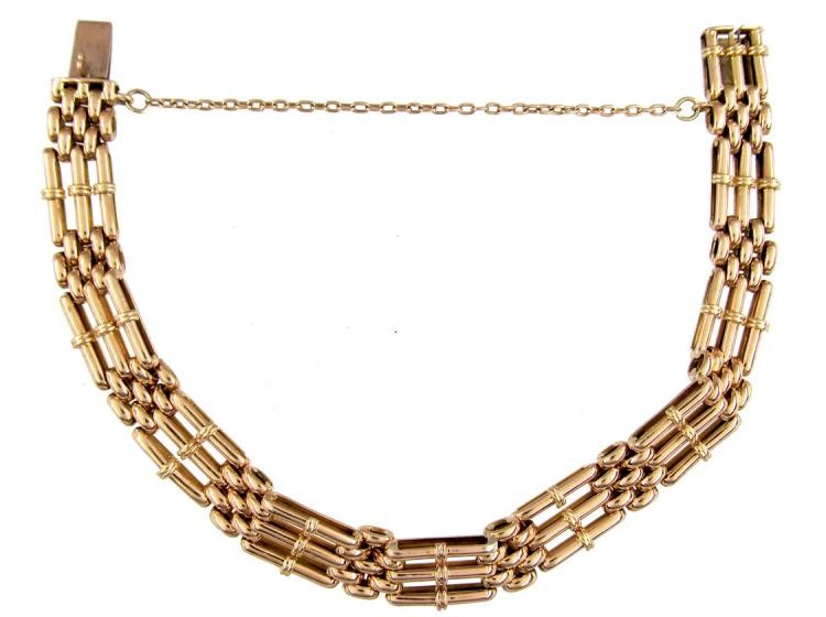 Edwardian 15ct Gold Gate Bracelet