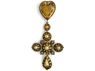 19th Century Very Large French Silver Gilt Cross, in Original Case