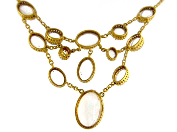 Art Nouveau Water Opal 15ct Gold Necklace