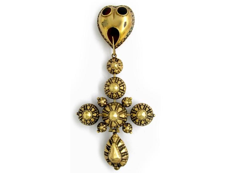 19th Century Very Large French Silver Gilt Cross, in Original Case