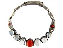 Moonstone & Coral Silver Bracelet