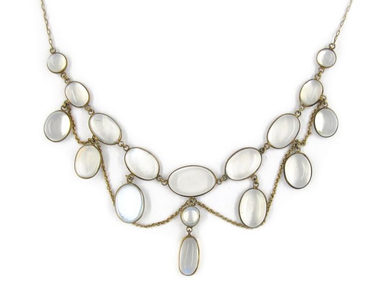 Gold Moonstone Festoon Necklace