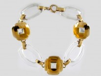 Rock Crystal & Moonstone 14ct Gold Bracelet