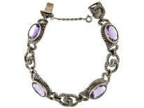 Silver, Marcasite & Amethyst Bracelet