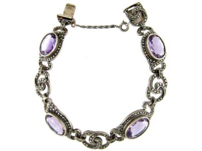 Silver, Marcasite & Amethyst Bracelet
