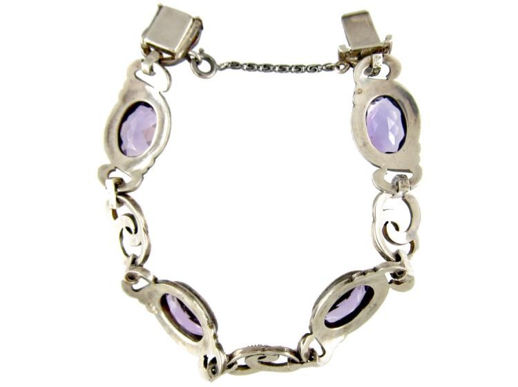 Silver, Marcasite & Amethyst Bracelet