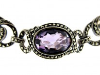 Silver, Marcasite & Amethyst Bracelet