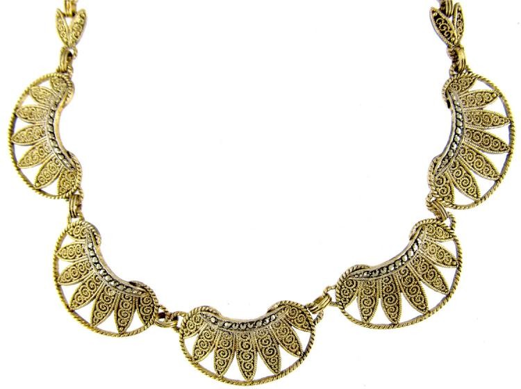 Theodor Fahrner Silver Gilt & Marcasite Necklace