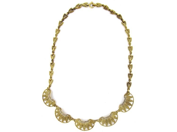 Theodor Fahrner Silver Gilt & Marcasite Necklace