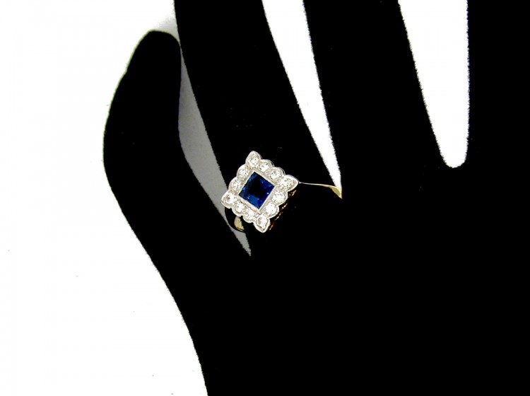 Sapphire & Diamond Shape Edwardian Ring