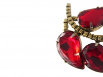 Vintage Red Paste Leaf Brooch