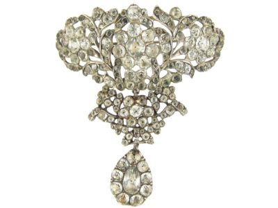 Georgian Silver & Paste Stomacher Brooch Pendant
