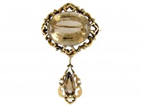 Victorian Gold & Citrine Drop Brooch
