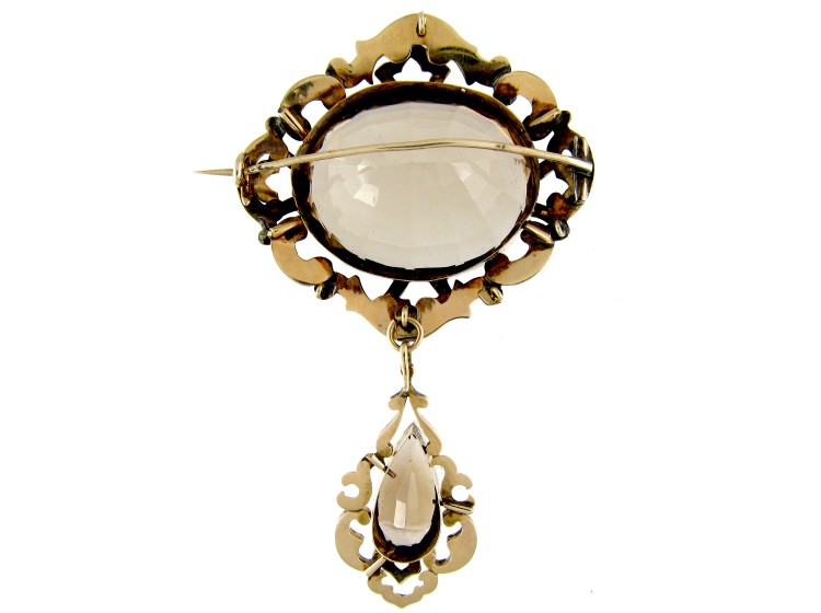 Victorian Gold & Citrine Drop Brooch