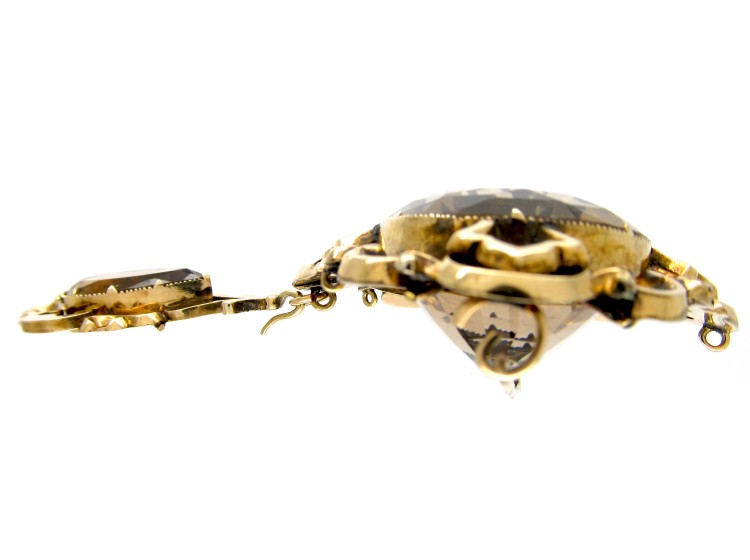 Victorian Gold & Citrine Drop Brooch