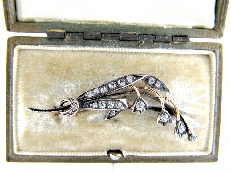 Edwardian, Diamond, Silver & Gold Lily of the Valley Brooch