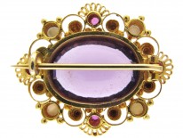 Regency Open Scrollwork Amethyst & Yellow Gold Brooch