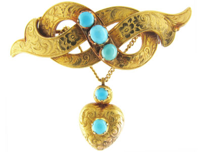 Gold & Turquoise Regency Brooch