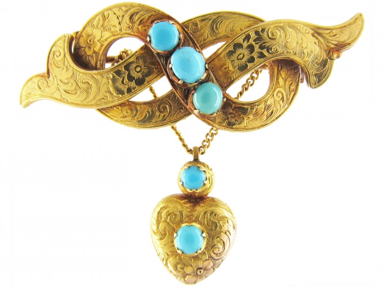 Gold & Turquoise Regency Brooch