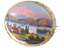 Swiss Enamel Gold Brooch