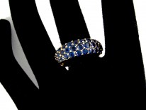 Burma Sapphire Bombe Pavé Set Gold Ring