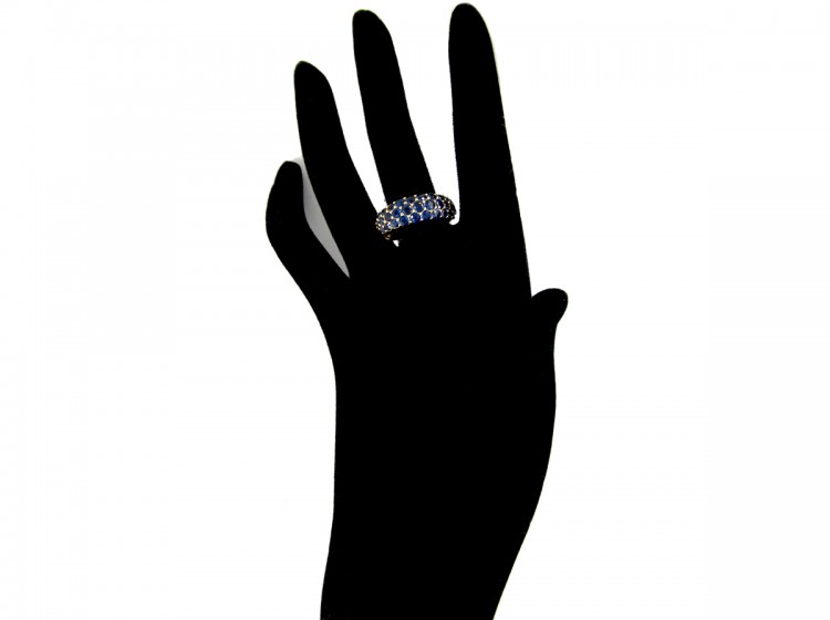 Burma Sapphire Bombe Pavé Set Gold Ring