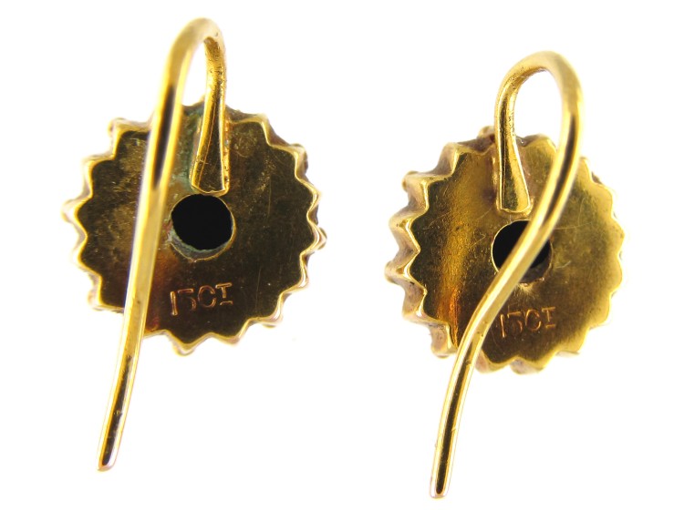 Victorian 15ct Gold & Ruby Round Earrings