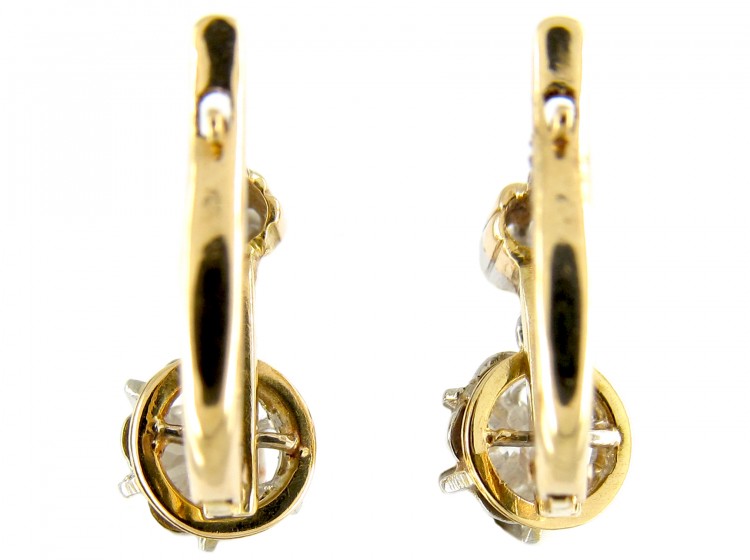 Two Stone Diamond Drop French Earrings