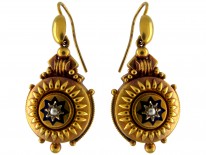 15ct Gold Victorian Drop Earrings with Star Motif