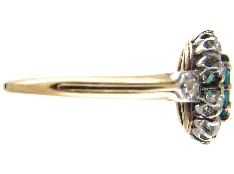 Emerald & Diamond Edwardian Cluster Ring