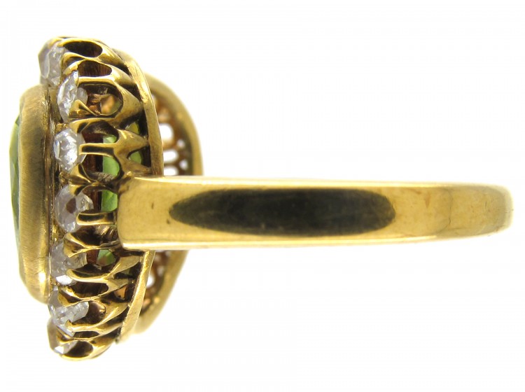 Double Heart Peridot & Diamond Ring