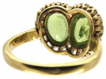 Double Heart Peridot & Diamond Ring