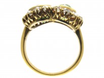 Double Heart Peridot & Diamond Ring