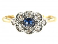 Sapphire & Diamond Edwardian Oval Cluster Ring