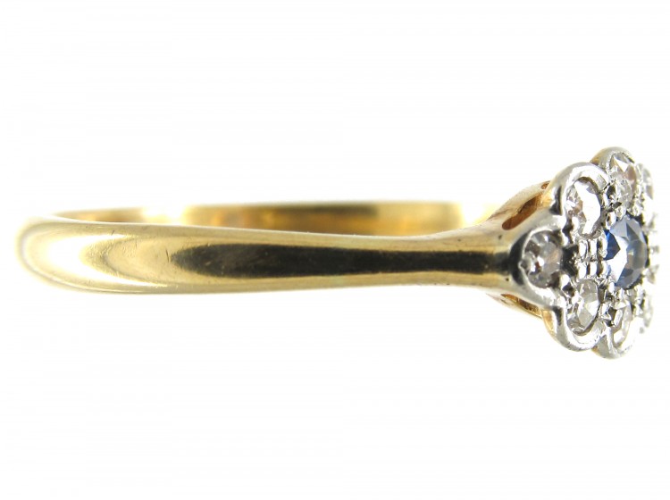 Sapphire & Diamond Edwardian Oval Cluster Ring
