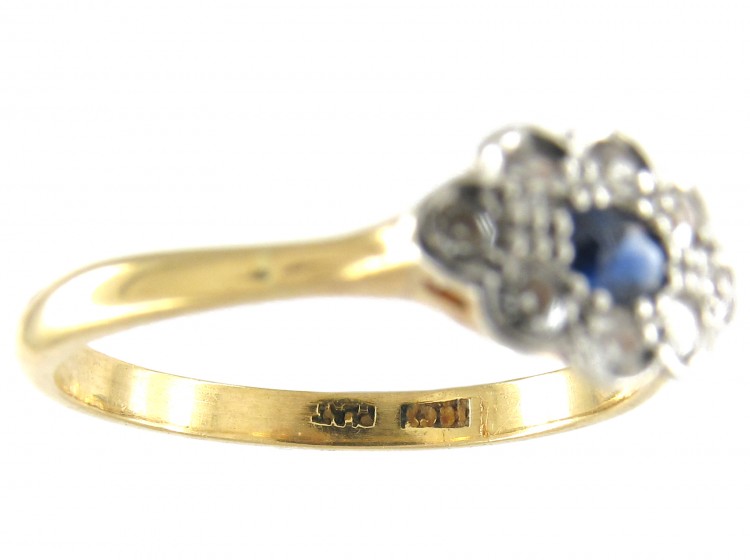 Sapphire & Diamond Edwardian Oval Cluster Ring