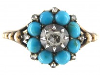 French Regency Turquoise & Diamond Cluster Ring