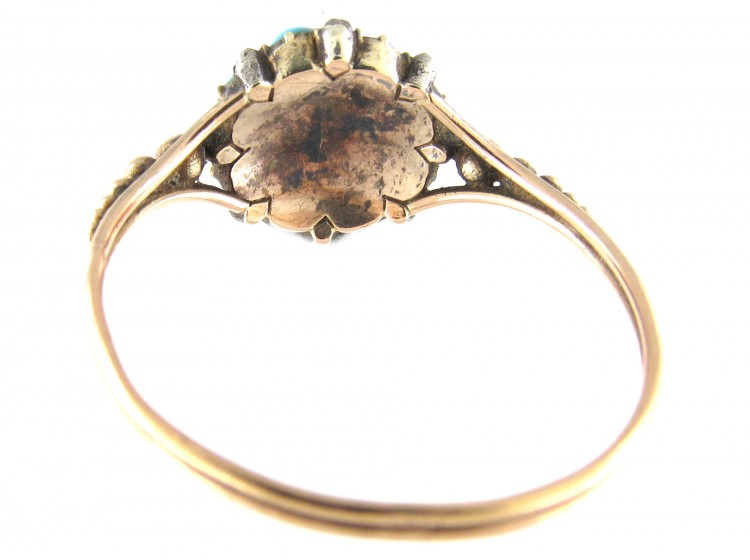 French Regency Turquoise & Diamond Cluster Ring