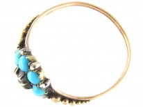 French Regency Turquoise & Diamond Cluster Ring