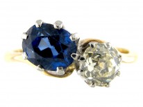 Sapphire & Diamond Crossover Ring