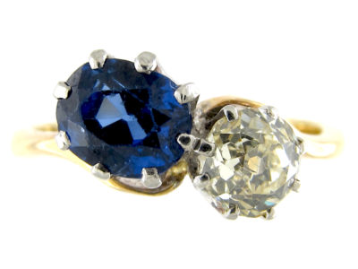Sapphire & Diamond Crossover Ring