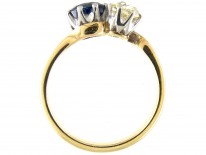 Sapphire & Diamond Crossover Ring