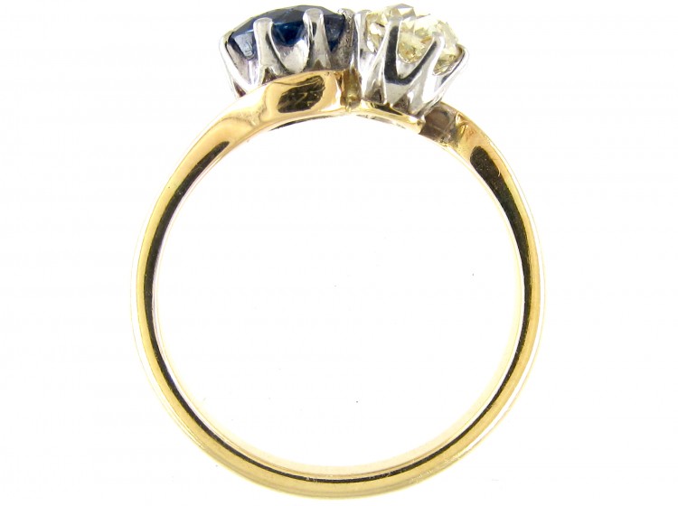 Sapphire & Diamond Crossover Ring