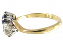 Sapphire & Diamond Crossover Ring